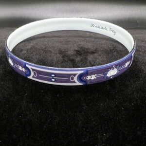 Vintage Michaela Frey Enamel Bangle Bracelet Blue Purple White Austria